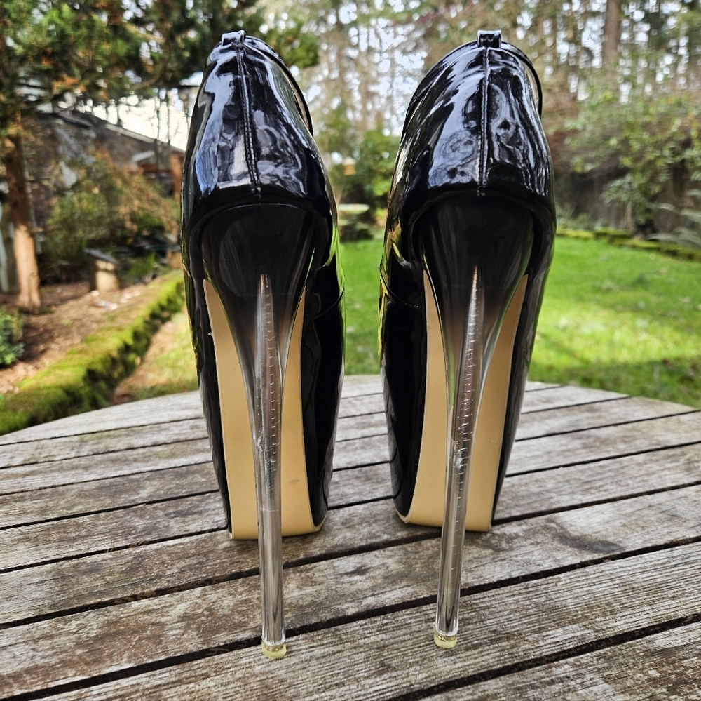 Diji Girls Extreme Black Patent Platform Stilettos - Picture 6 of 6